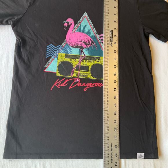 Kid Dangerous Girl’s Short Sleeve T-shirt size L (12-14), Black, Pink Flamingo - Picture 4 of 7